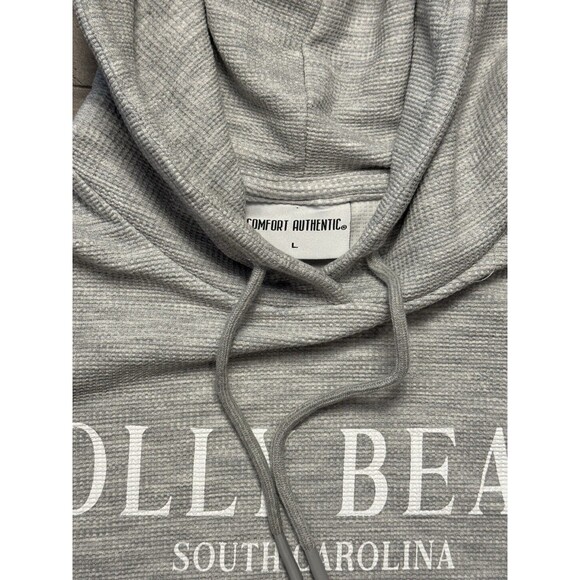 COMFORT AUTHENTIC HOODED SWEATSHIRT FOLLY BEACH SC UNISEX SZ L WAFFLED - Picture 5 of 6